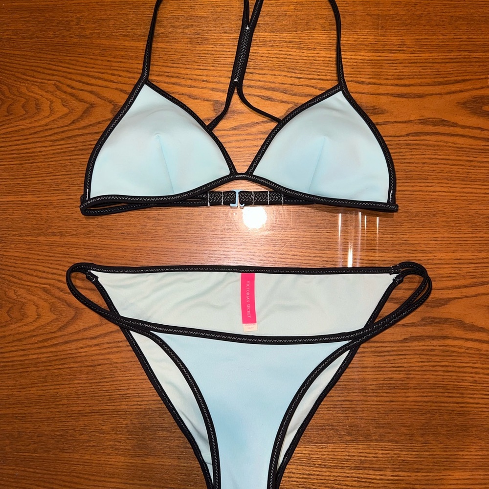 Victoria's Secret Light Blue Bikini with Black Trim
